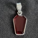 Garnet Coffin Pendant Sterling Silver