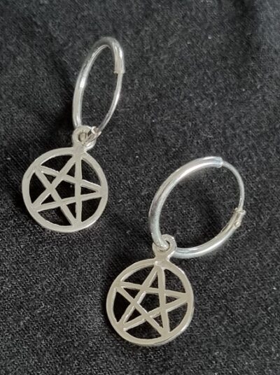 Pentagram Sterling Silver Hoop Earrings