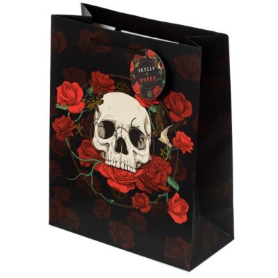 Skulls & Roses Red Rose Gift Bag Large