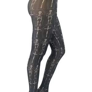 Coffin Skeletons Printed Tights Pamela Mann