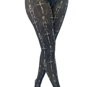 Coffin Skeletons Printed Tights Pamela Mann