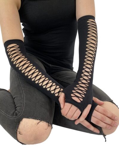 Slashed Sleeve Gloves-Pamela Mann