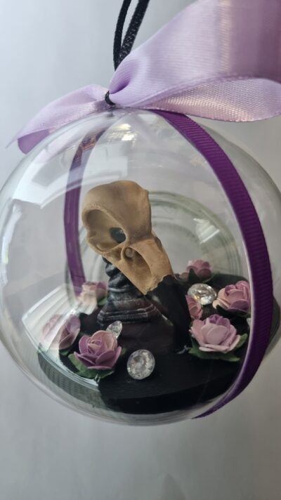 Handmade Crow Skull Bauble Purple