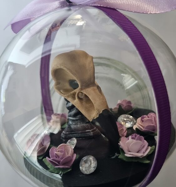 Handmade Crow Skull Bauble Purple