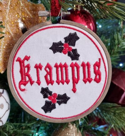 Krampus Embroidered Hoop Decoration