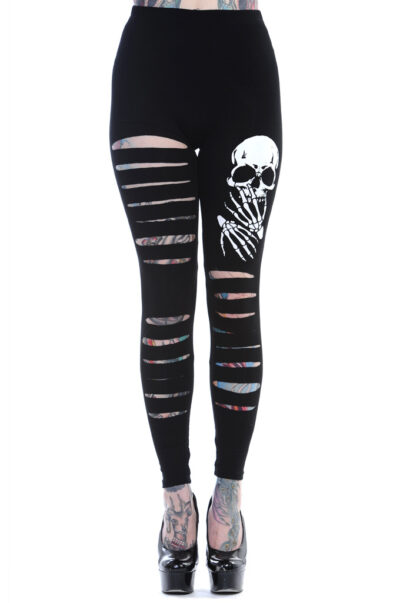 Slashed Skull Leggings Banned Apparel LBN1101